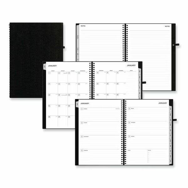 Aligned Weekly/Monthly Notes Planner, 8 x 5, Black Cover, 12-Month Jan to Dec: 2024, Blue Sky, Mfr#: BLS143587